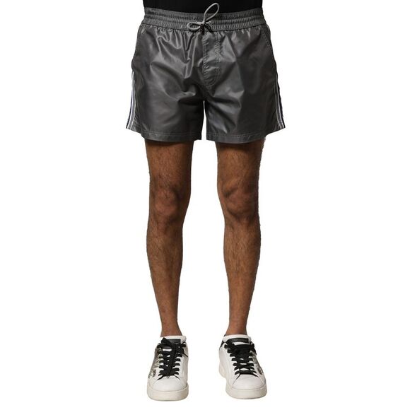 Dolce & Gabbana Gray Polyester Mid Waist Casual Bermuda Men's Shorts